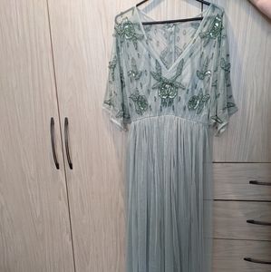 Bridesmaid Hand Embellished Kimono Mesh Maxi